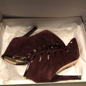 Jimmy Choo suede with snake skin accents